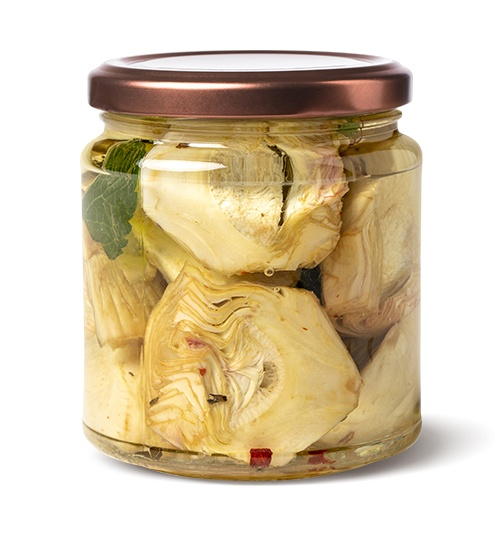 Carciofi Siciliani di Niscemi tagliati a mezzo spicchio e messi sott'olio