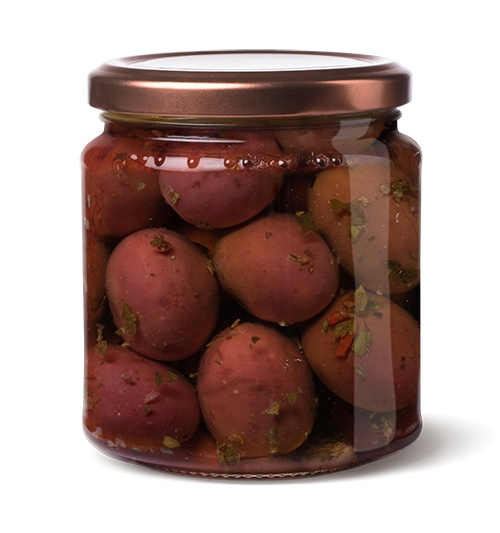 olive nere intere condite sottolio in vaso di vetro con coperchio